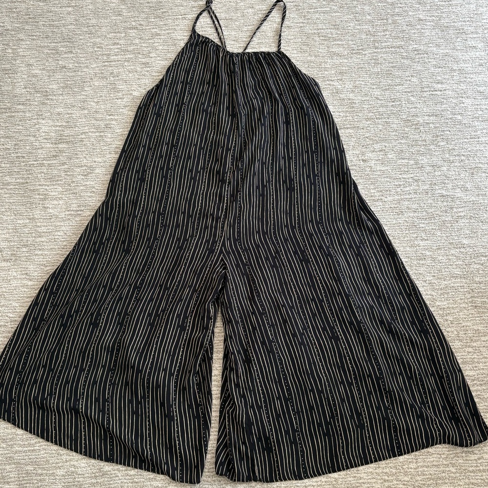 UO silence + noise Striped Wide Leg Cropped Overall Jumpsuit Size M Strappy Tank - Picture 15 of 16